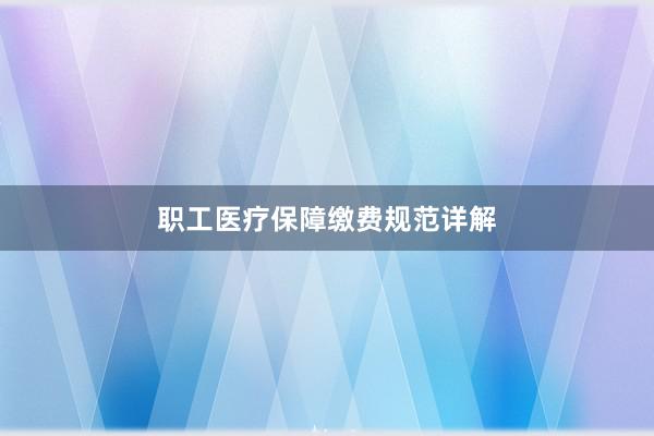 职工医疗保障缴费规范详解