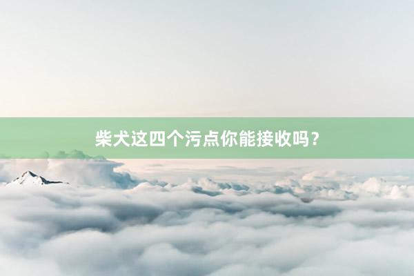 柴犬这四个污点你能接收吗？